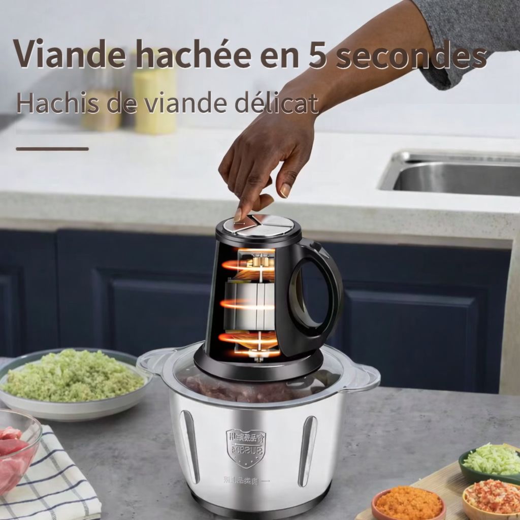 Hachoir Électrique Multifonction – Viande Hachée en 5 Secondes